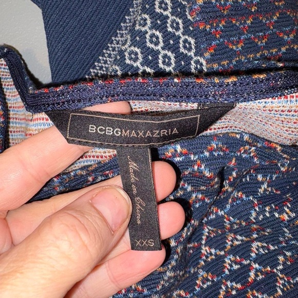 BCBGMaxAzria Navy Patterned Midi Dress - Picture 7 of 9